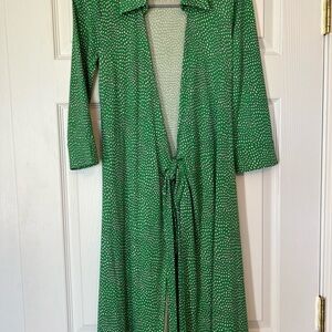 Diane Von Furstenberg Green Pattern Wrap Dress